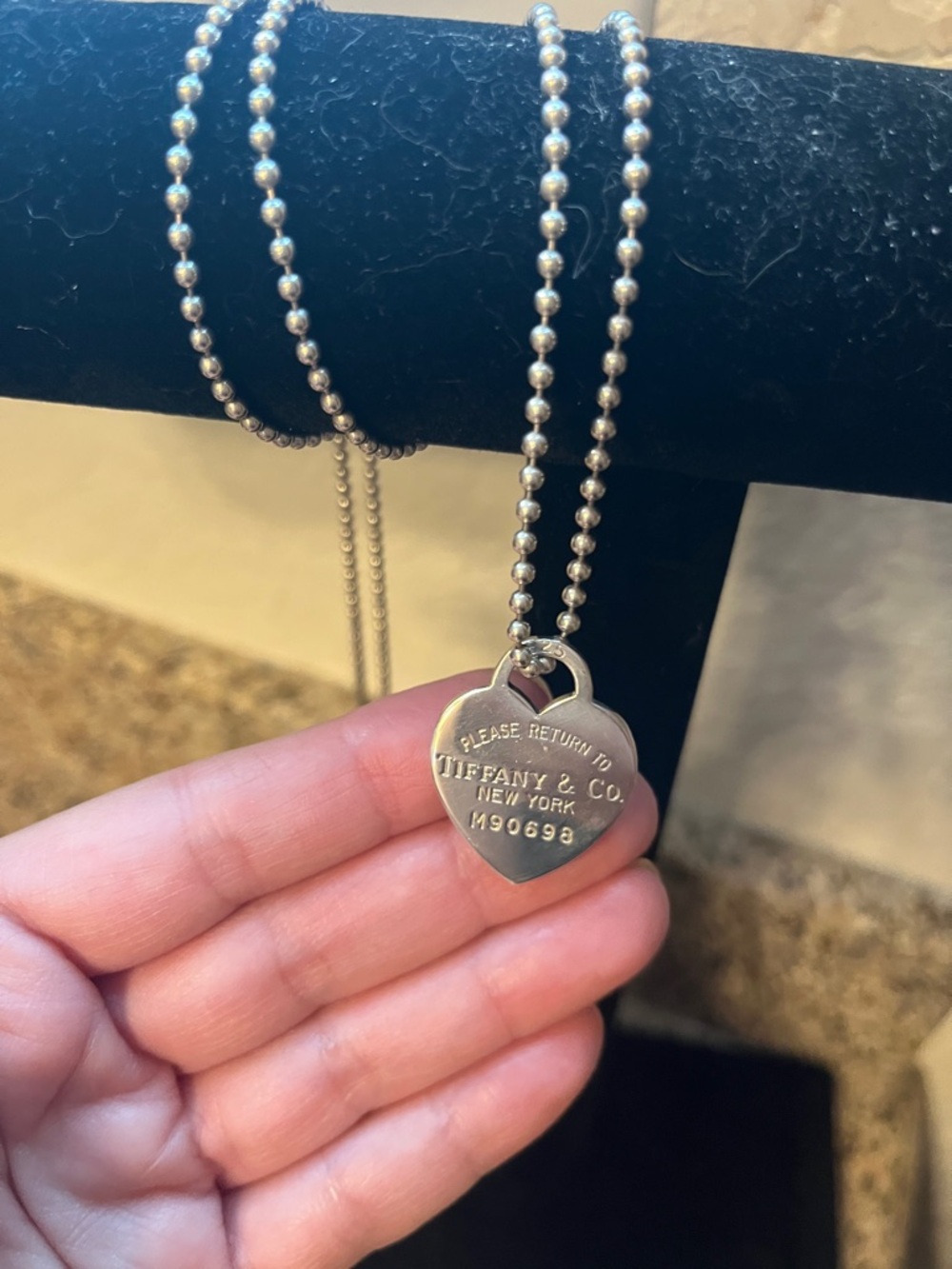 Tiffany & Co. .925 Return to Tiffany Heart Tag Ball Chain Necklace